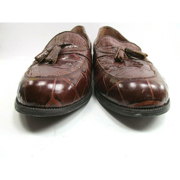 Stacy Adams Genuine Snake Full Strap Tassel Loafers Mens Brown Size US 11 M - Picture 6 of 9